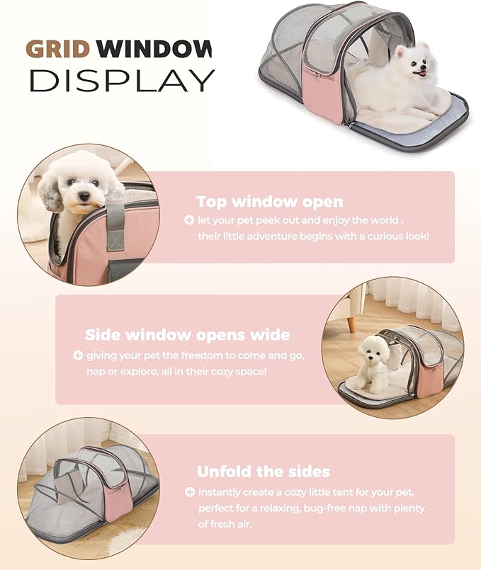 Expandable Pet Carrier Backpack, Cat Carrier Backpacks with Breathable Mesh for Cats Small Dogs Puppies Up to 25 Lbs Airline Approved Waterproof Travel Carrier with Safety Buckle for Hiking & Flights-PurrikoPets