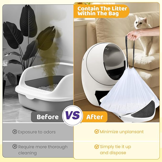 160 Count Cat Litter Box Liners with Drawstring Compatible with Litter-Robot 3/4 Heavy Duty Cat Litter Bags Waste Bags Replacement-PurrikoPets