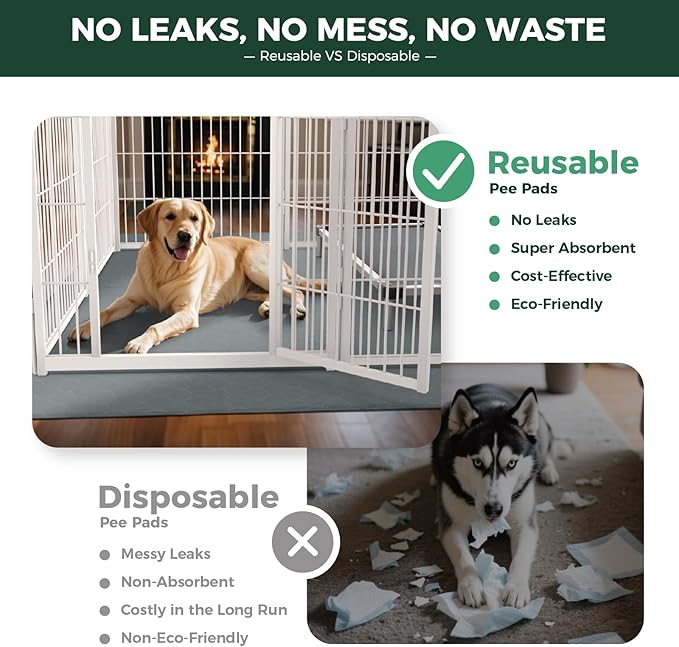FXW Washable Pee Pads for Dogs, Puppy Pads with Super Absorbent, Specifically Designed for FXW Rollick/Homeplus 32inch 8 Panels Dog Playpen, 71" Square, Gray, 1 Pack-PurrikoPets