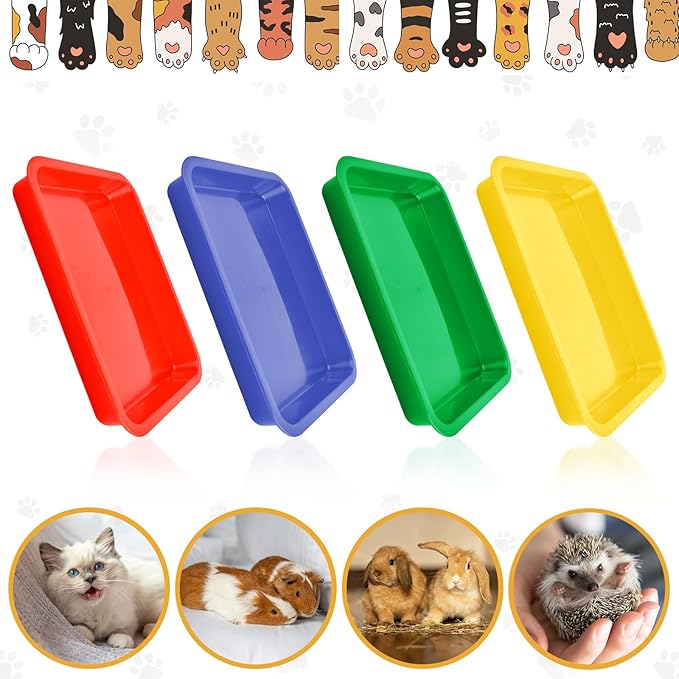4 Pcs Open Small Kitten Litter Box, 15x12x1.4 Inch Low Entry Mini Open Cat Litter Box Rabbit Litter Pan Portable Shallow Litter Box Waterproof Travel Toilet for Bunny Guinea Pig Small Pet-PurrikoPets