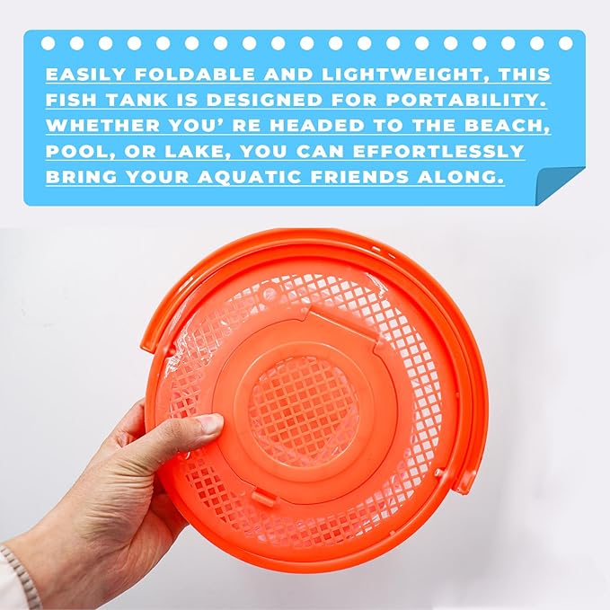Foldable Small Aquarium, Portable Fish Tank, Fish Transport Container, Plasitc Fish Bowl, Beginner Tank, Great Concept for Catching and Release Critters, Beach, Pool and Lake (Red, Large)-PurrikoPets