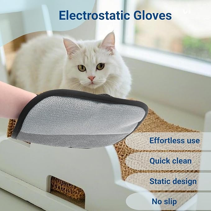 5-Pack Pet Hair Removal Gloves,Electrostatic Pet Hair Remover Tool,Dog Hair Remover Furniture Reusable & Washable Grooming Mitts,Lint & Fur Remover for Clothes, Carpets, Car Seats-PurrikoPets