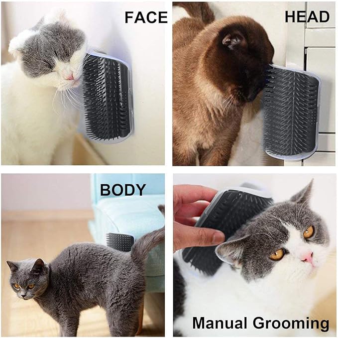 3.0 Softer Cat Self Groomer with Catnip, Dog Cat Corner Groomer,Wall Corner Scratcher Comb,Grooming Massage Brush, Perfect Scratch Massager Tool for Long & Short Fur Kitten/Puppy (2 Pack)-PurrikoPets