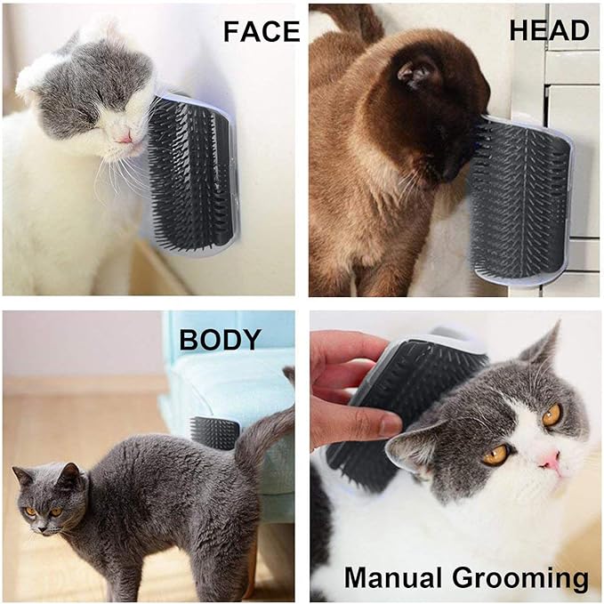 3.0 Softer Cat Self Groomer with Catnip, Dog Cat Corner Groomer,Wall Corner Scratcher Comb,Grooming Massage Brush, Perfect Scratch Massager Tool for Long & Short Fur Kitten/Puppy (1 Pack)-PurrikoPets
