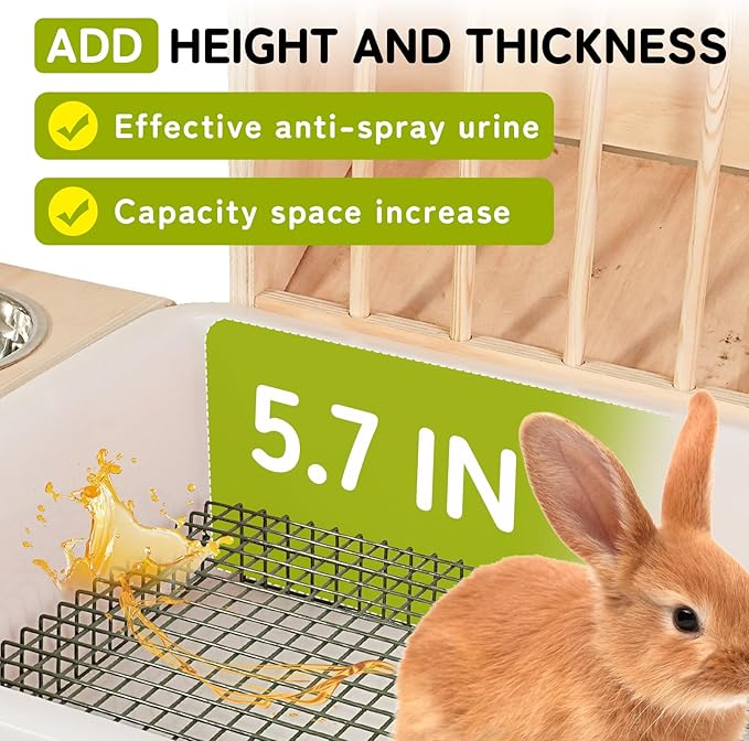 3 in 1 Extra Large Rabbit Hay Feeder with Litter Box, Wooden Bunny Toilet, for Large and Medium-Sized Dwarf Rabbit, Guinea Pig, Chinchillas, Hamster, Ferret, Other Animals-PurrikoPets