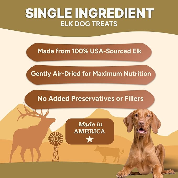 Gaines Family Farmstead Elk Chips for Dogs – 4 oz, Natural Single-Ingredient Dog Treats, High-Protein Rawhide-Free Chews, Healthy Grain-Free Snacks, Made in USA-PurrikoPets
