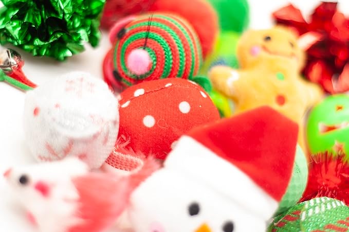 Fashion's Talk Holiday Festive Red Variety Pack Gift Box Cat Toy with Catnip, Box 20 Count-PurrikoPets