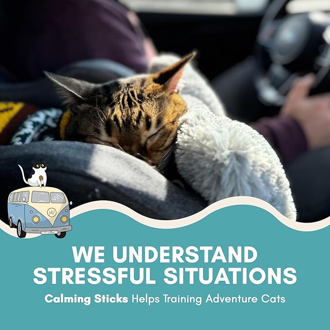 ALBERT & MIA Calming Sticks Lickable Calming Cat Treats for Stress and Anxiety Relief for Cats, Irresistible - Vet Recommended (Sleeping Aid, Vet Visits, Grooming, Car Rides, Plane) 20 Pack-PurrikoPets