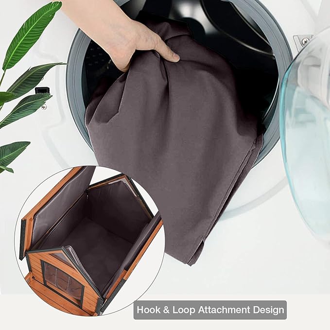 Dog House Outdoor, Weatherproof Wooden Dog Kennel Indoor for Small Medium Large Dogs, 50.87" L Insulated Large Dog Shelter for Winter-PurrikoPets