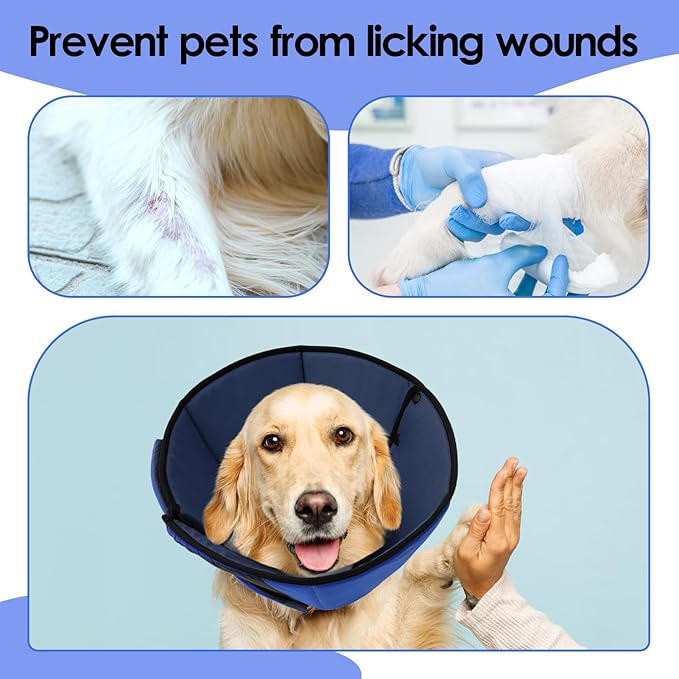 Dog Recovery Collar Cone for Medium Dogs, Adjustable Dog Cone Alternative After Surgery for Dogs to Stop Licking, Breathable Soft Cone for Medium Large Dogs, Blue M-PurrikoPets