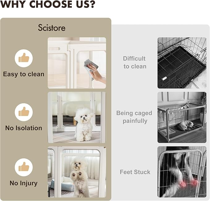 Acrylic Dog Playpen-Clear Dog Play Pen Indoor for Puppy-24”H 10Panels Transparent Pet Fence for Small Animals Rabbit Cat Ferret Whelping Crate Enclosure Cage Kennel with Easy Assembly-PurrikoPets