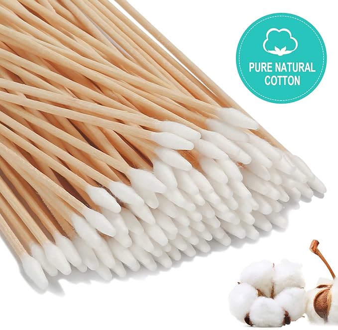 Extra Long Cotton Swabs, 400 Counts, 6-Inch | Lint-Free Tips for Gentle Cleaning of Small Dogs, Guns, Electronics, Makeup, and Crafts | Durable Wooden Sticks with Convenient Storage Box-PurrikoPets