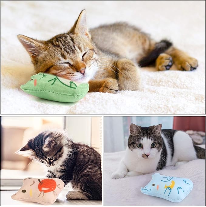 Dorakitten Catnip Toys for Indoor Cats - 5PCS Plush Cat Chew Toys Teething Interactive Catnip Filled Kitten Toy Soft Pet Toy-PurrikoPets