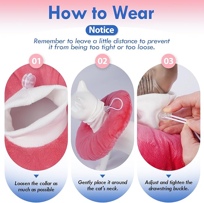Adjustable Cat Recovery Cone, Comfortable & Lightweight Elizabethan Collar to Stop Licking or Scratching, Suitable for Skin Disease & Wounds Protection After Surgery, Pink Medium-PurrikoPets