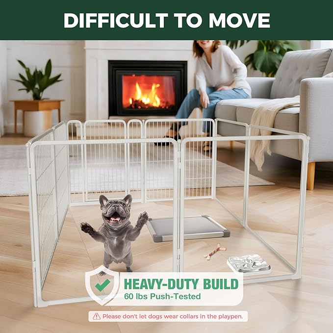 FXW Homeplus Unleashed Indoor Dog Playpen - Stress-Free and Safe Play, Heavy Duty 32 Inch 4 Acrylic Panels + 4 Wire Panels Dog Pen for Small and Medium Dogs, White│Patented-PurrikoPets