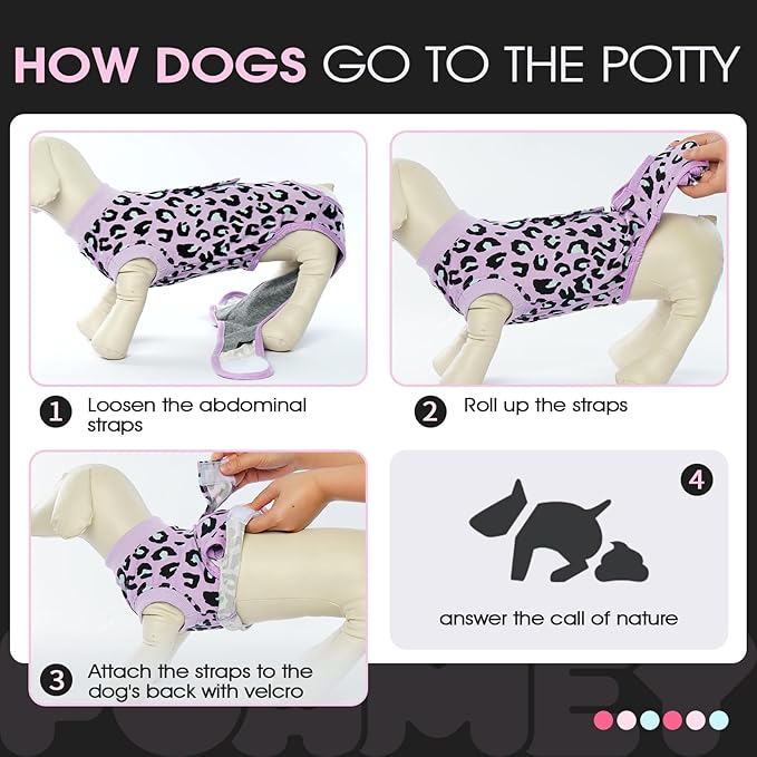 FUAMEY Recovery Suit for Dogs After Surgery,Soft Breathable Dog Bodysuit E-Collar & Cone Alternative Surgical Suit,Male Female Dog Neuter Spay Suits Anti Licking Wounds Onesie Purple Leopard M-PurrikoPets