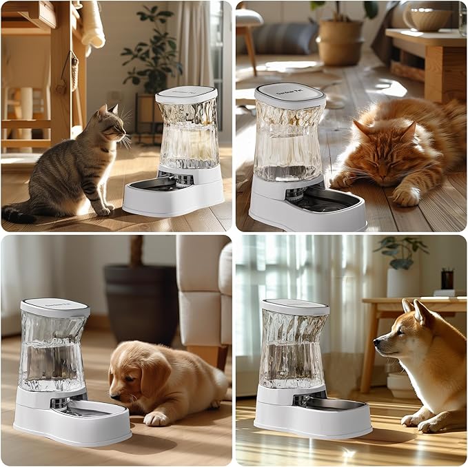 Gardner Pet Automatic Dog Water Dispenser Gravity Stainless Steel Water Waterer Feeder, 100% BPA-Free Large Capacity Water Feeding Bowls for Medium & Large-Sized Dogs Cats Other Pets -(1 Gallon)-PurrikoPets