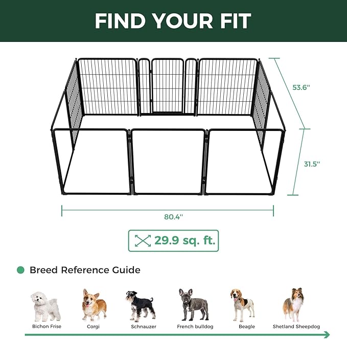 FXW Homeplus Unleashed Indoor Dog Playpen - Stress-Free and Safe Play, Heavy Duty 32 Inch 5 Acrylic Panels + 5 Wire Panels Dog Pen for Small and Medium Dogs, Black│Patented-PurrikoPets