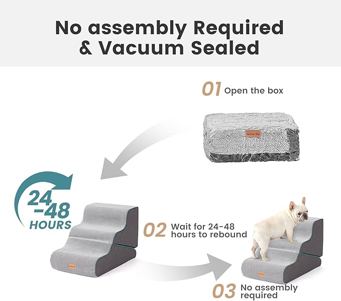 Gardner Pet Dog Stairs for Small Dogs 22.8" H, Curved 5-Step Pet Stairs, Dog Steps for High Bed, Couch (24-30 in) with Durable Non-Slip Waterproof Fabric Cover and CertiPUR-US Certified Foam-PurrikoPets