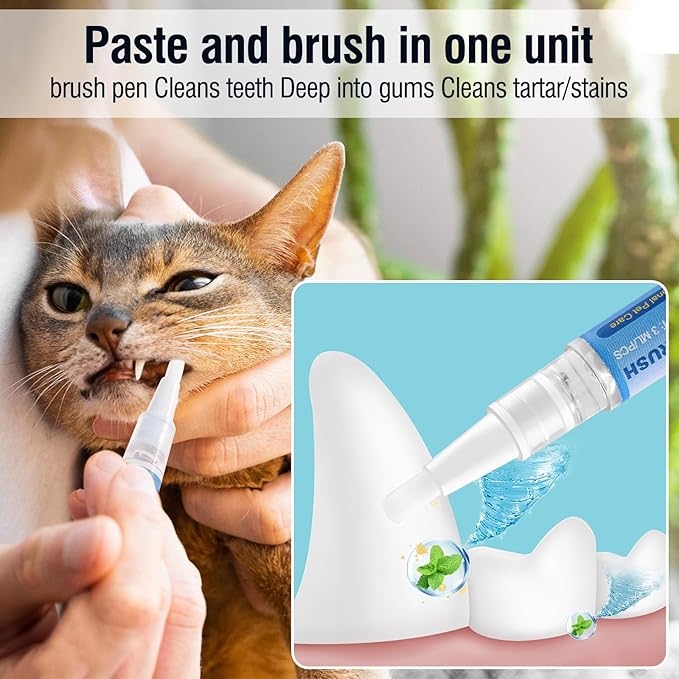 3PCS Pet Toothbrush Pen,Teeth Brightening Pen for Dog-Pet Dog/Cat Teeth Cleaning Pen for Dental Care,Dogs Cats Natural Plants Tartar Remover Tool-PurrikoPets