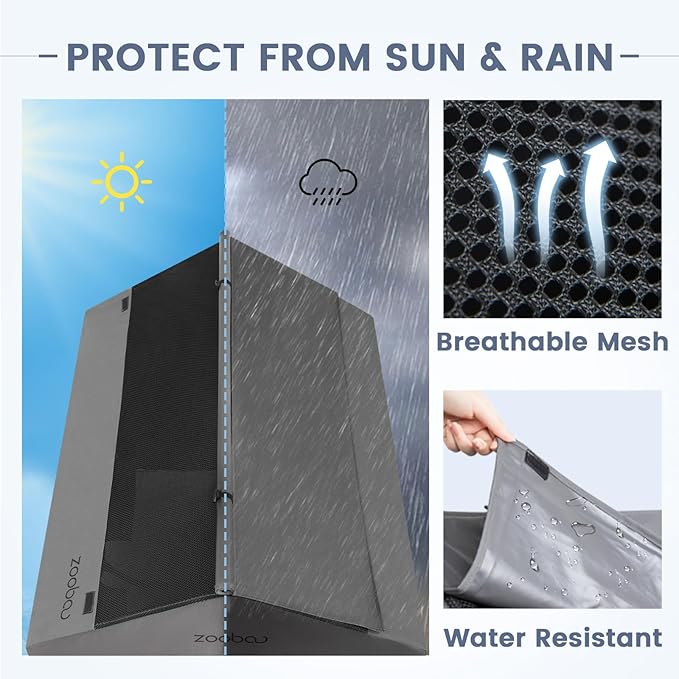 42” Outdoor Dog House for Large Breeds, Durable Large Dog Shelter with Weatherproof 600D PVC Canopy, Breathable 2x1 Textilene Fabric Elevated Dog Bed, XL Dog Kennel for Outside Use-PurrikoPets