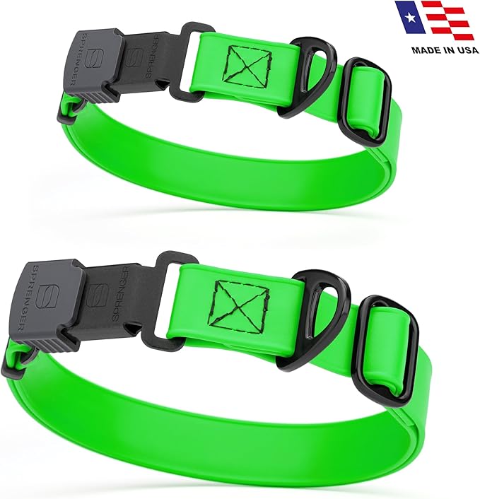 Dogline Biothane Waterproof Dog Collar with Herm Sprenger Stainless Steel Quick Release Buckle – Heavy Duty Tactical Durable Collar for Dogs – Comfortable and Safe Pet Collar, W 1" L 15-25", Green-PurrikoPets