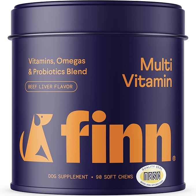 Finn All-in-1 Multivitamin for Dogs - Daily Multi with Probiotics, Omegas & Nutrients to Support Everyday Wellness - 90 Soft Chews-PurrikoPets