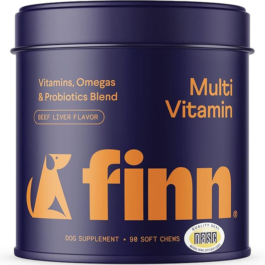 Finn All-in-1 Multivitamin for Dogs - Daily Multi with Probiotics, Omegas & Nutrients to Support Everyday Wellness - 90 Soft Chews-PurrikoPets