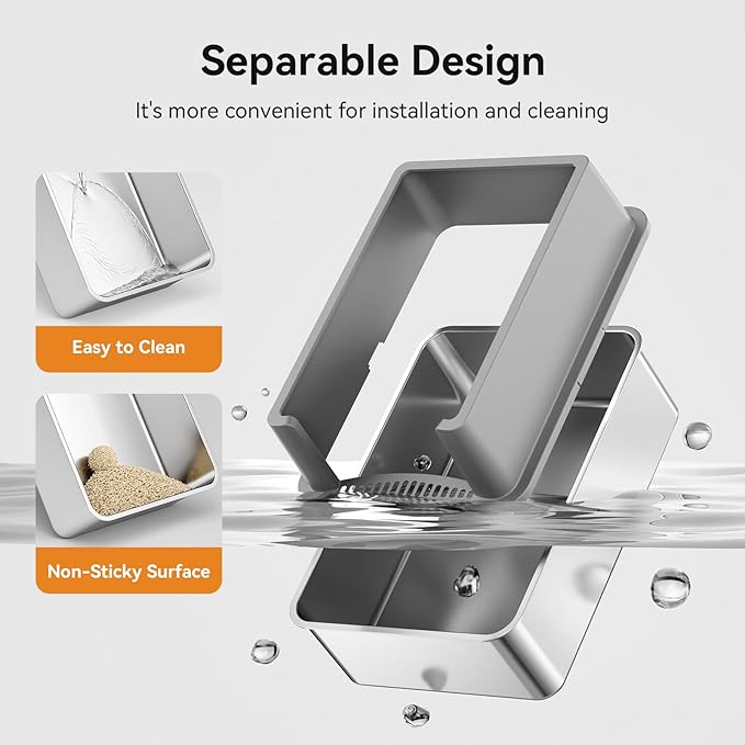 28" Extra Large XXL Stainless Steel Cat Litter Boxes with Lid Metal Cat Litterbox Pan for Big Cats and Multiple Cats, Anti-Leakage, Easy Cleaning, Include Scoop-PurrikoPets