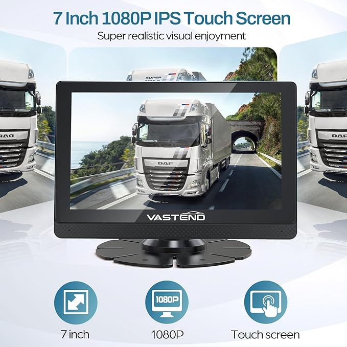 1080P Backup Camera for Truck, 7" IPS Touchscreen Monitor Front and Rear View Dual Cameras, IP69 Waterproof, IR Night Vision for Truck, Trailer, Camper, Included 32GB Card-PurrikoPets