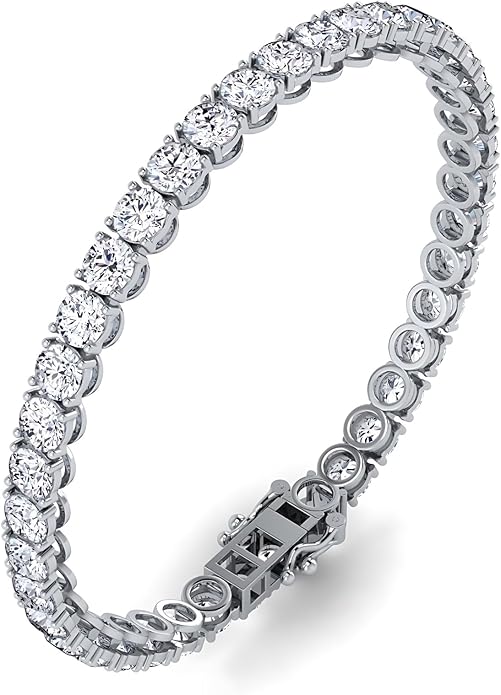 0.50-15 Carat Lab Grown Classic Diamond Tennis Bracelet 4 Prong Setting Luxury Collection (F-G Color, SI Clarity) Length- 7 Inch