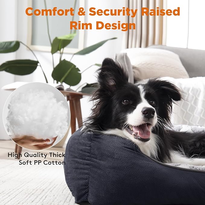 GASUR Rectangle Dog Bed for Large Dogs - Orthopedic, Durable and Anti-Slip. Cozy and Soft, Perfect for Sleeping. Warming Effect for Puppies. (M (30"x24"x9"), Black)-PurrikoPets