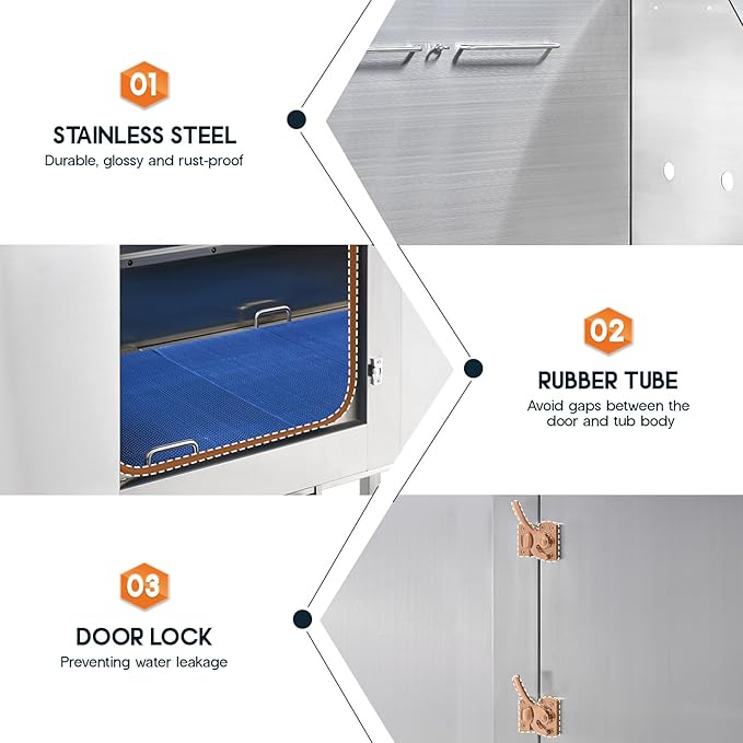 Albott 50 Inch Stainless Steel Dog Washing Station with Non-Slip Steps, Sprayer, Faucet, Soap Box – Professional Pet Bathtub for Small and Medium Pets, Use at Home, Garage, or Grooming (Right Door)-PurrikoPets