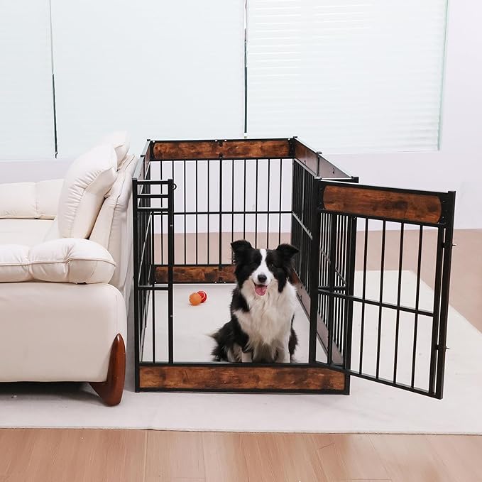 Dog Playpen, 31.5" Height Dog Pen Indoor, Heavy Duty, Safe and Sturdy, Furniture Style Puppy Pen-PurrikoPets