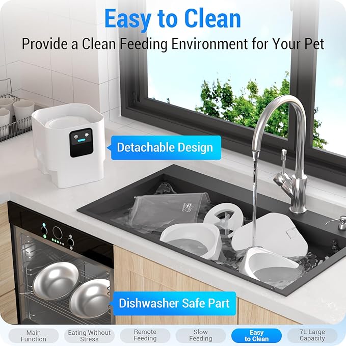 5G WiFi Automatic Cat Feeder with Slow Feed for 2 Cats: Automatic Dog Feeder with 7L Large Food Storage, Cat Food Dispenser with Alexa for Multiple Pets, Detachable for Easy Cleaning -29 Cup-PurrikoPets