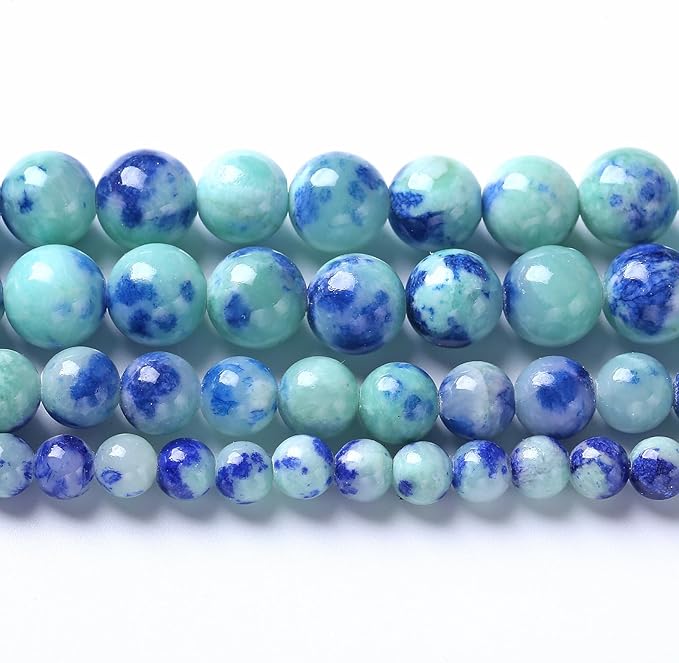 8MM 46PCS Peacock Blue Persian Jade Spacer Loose Beads for Jewelry Making DIY Bracelet Necklace