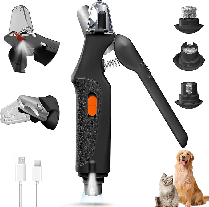 2 in 1 Dog Nail Clippers and Grinder with Lights & Cat Nail Clipper for Large Medium Small Dogs Cats Nail Trimmers USB Rechargeable with 2 LED Lights Dog Claw Care for Non-Black Nails-PurrikoPets