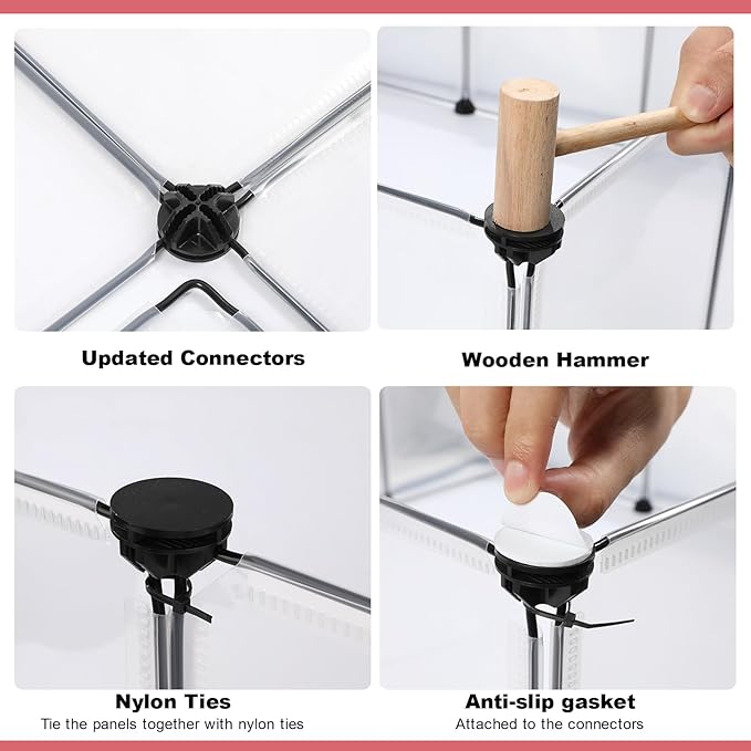 12 Panels Transparent Small Animals Playpen,48" x 24" x 16" Portable Pet Playpen,Plastic Enclosure,Puppy Play Pen for Indoors Outdoor Pet Fence for Guinea Pigs,Bunny,Ferrets,Hamsters,Hedgehogs-PurrikoPets