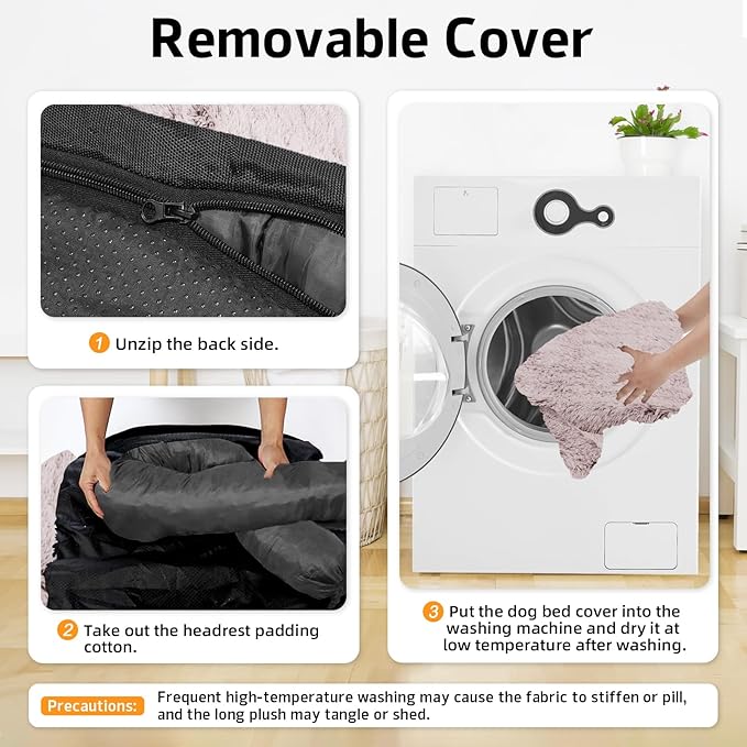 GGIB Calming Dog Bed Fluffy Plush Dog Mat for Furniture Protector with Removable Washable Cover for Large Medium Small Dogs and Cats (Extra Large (53x39.3x6), Rust White)-PurrikoPets