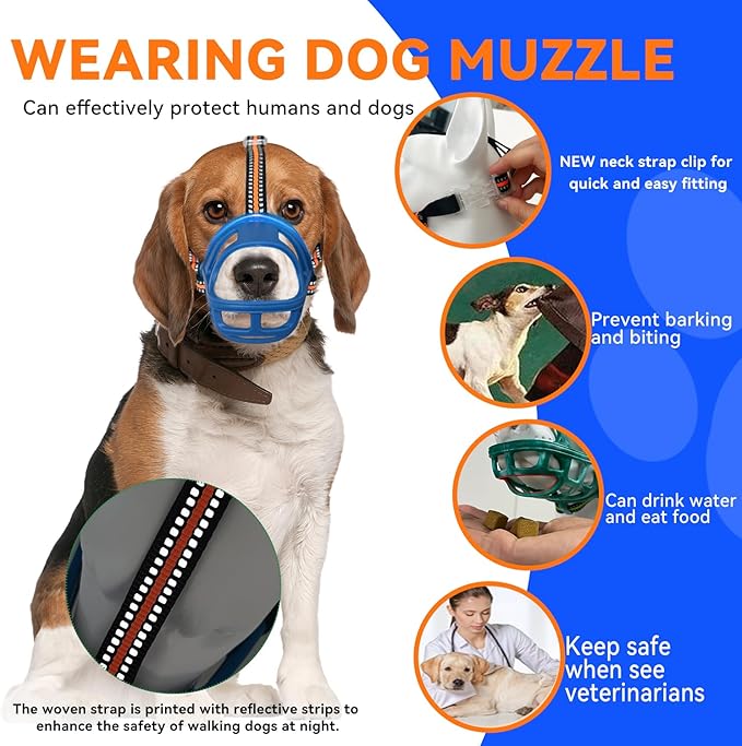 Dog Muzzle, Basket Muzzle for Small Medium Large Dogs, Anti-Biting and Chewing, Lightweight & Sturdy Cage Design, Allows Panting & Drinking, Ideal for Grooming & Training(Blue Size XL)-PurrikoPets