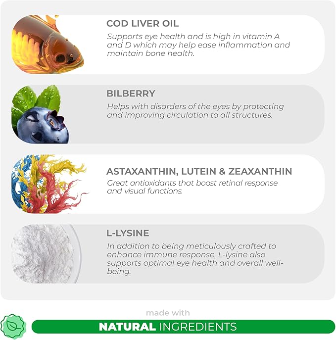 Eye Support for Dogs - 120 Chewable Tablets - Supplements for Vision, Eye Vitamins for Dogs, with Cod Liver Oil Antioxidant, Omega 3 EPA and DHA Fatty Acids.-PurrikoPets