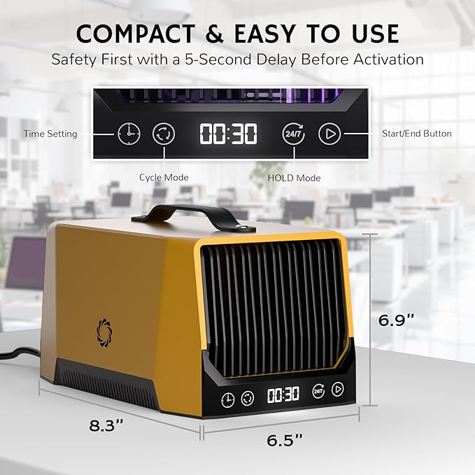 Airthereal DA25 Desktop Ozone Generator, 60,000mg/h High Capacity Odor Eliminator for Smoke, VOCs and Pet Odors, Portable Ozonator for Home, Garage & Car, O3 Air Deodorizer for Area up to 5,000 sq.ft-PurrikoPets