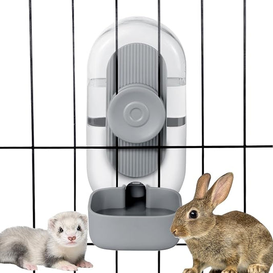28oz Hanging Automatic Water Dispenser，Rabbit Water Bottle,Bunny Guinea Pig Ferret Water Bowl for Cage,Suitable for Small Animal Puppies(Cage Grid Spacing Over 1.2'') (Gray)-PurrikoPets
