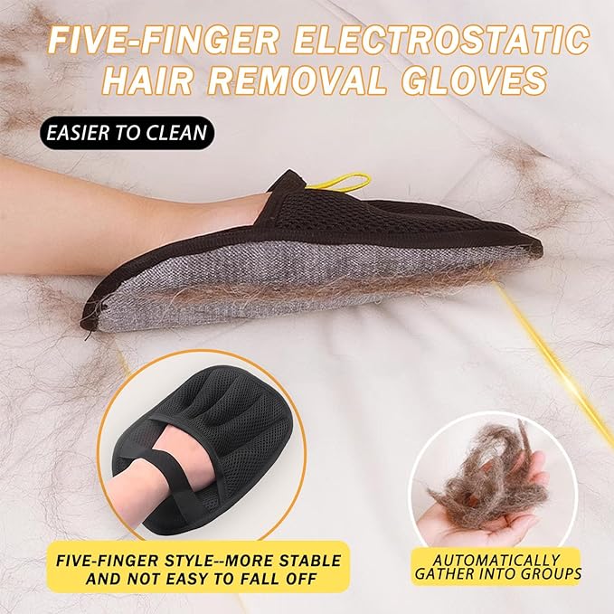 2PCS Pet Hair Removal Glove, Electrostatic Pet Hair Removal Gloves, Upgrade Efficient Grooming Gloves for Pet Hair, Clothing, Couch, Furniture, Carpet, Car Seat-PurrikoPets
