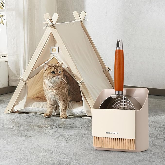 Extra-Thick Stainless Steel Cat Litter Scoop Heavy Duty Metal Litter Scooper with Holder Easy Remove Stuck Litter-PurrikoPets