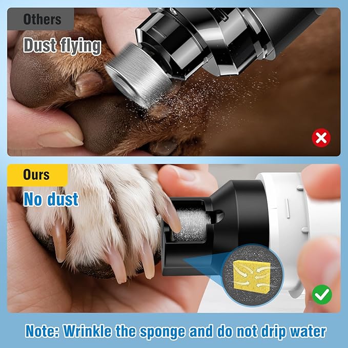 Dog Nail Grinder, 7-Speed Quiet Electric Dog Nail Trimmers, Dog Nail Clippers with Sponge Dust Collection & File for Small Medium Large Dogs, Rechargeable Pet Paw Grooming Supplies Kit-PurrikoPets