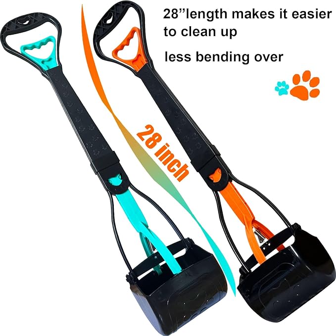 2-Piece Pooper Scooper for Large Medium & Small Dogs Heavy Duty,Long Handled Dog Poop Scooper for Grass,Durable Dog Poop Pick Up Tool-PurrikoPets