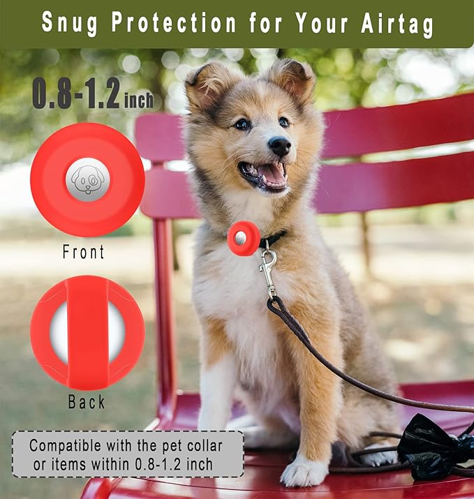 Airtag Holder for Dog Collar, Cibaabo Silicone Air Tag Case Cover Compatible with Apple Airtags for 0.8-1.2inch Cat Pet Collar Harness Loop-PurrikoPets