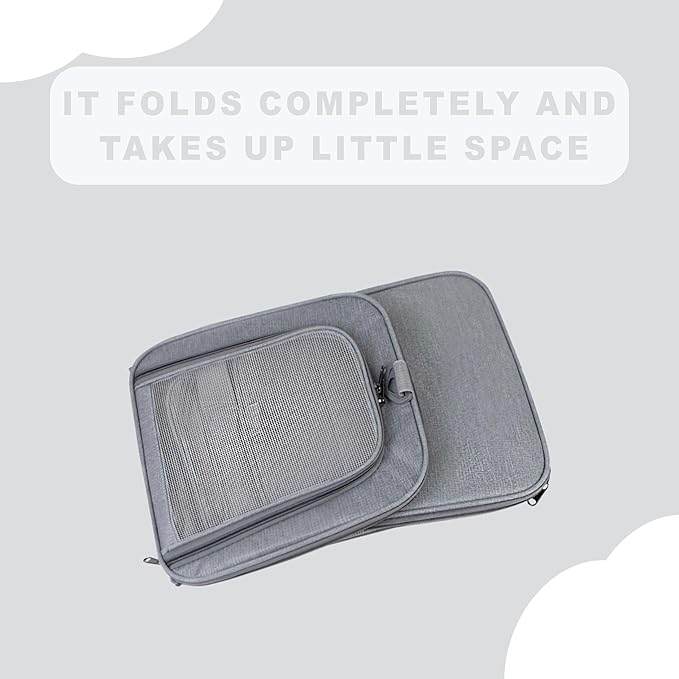 Airline Approved Soft Sided Pet Carrier for Small and Medium Dogs, Cats, and Puppies (Up to 15 lbs), Collapsible Portable Travel Bag for Dogs Cats (Grey)-PurrikoPets