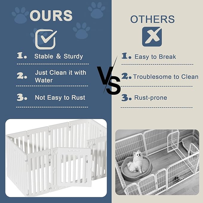 Dog Playpen with Door, DIY Shape Combination Puppy Pen,25.5" H 10-Panel Dog Fence,Non-Slip & Secure Pet Gate, Easy to Assemble-PurrikoPets